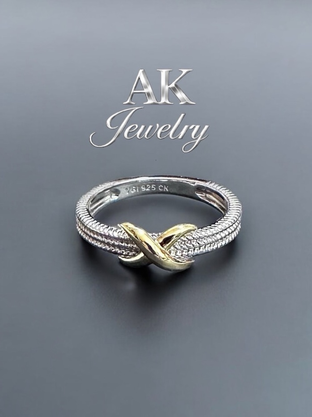 💎LUXURY Milgrain Bead X Statement Ring in Sterling Silver & 14k Gold-Plate